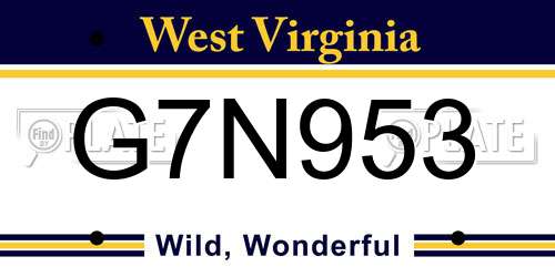 G7N953 West Virginia License Plate