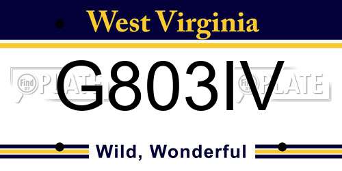 G803IV West Virginia License Plate