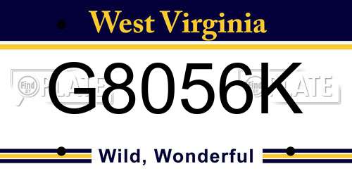G8056K West Virginia License Plate