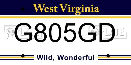 G805GD West Virginia License Plate