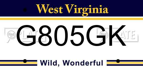 G805GK West Virginia License Plate