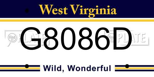 G8086D West Virginia License Plate