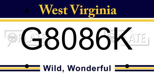 G8086K West Virginia License Plate