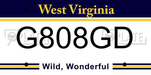 G808GD West Virginia License Plate