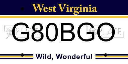 G80BGO West Virginia License Plate