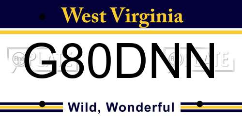 G80DNN West Virginia License Plate