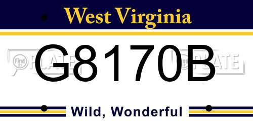 G8170B West Virginia License Plate