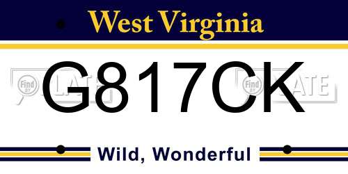 G817CK West Virginia License Plate