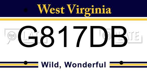 G817DB West Virginia License Plate