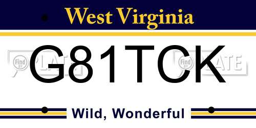 G81TCK West Virginia License Plate