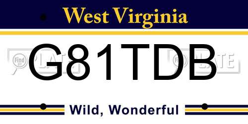 G81TDB West Virginia License Plate