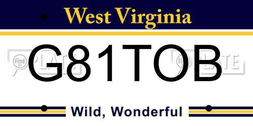 G81TOB West Virginia License Plate