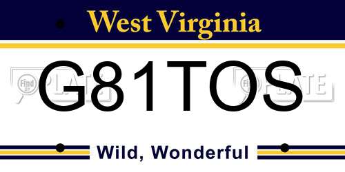 G81TOS West Virginia License Plate
