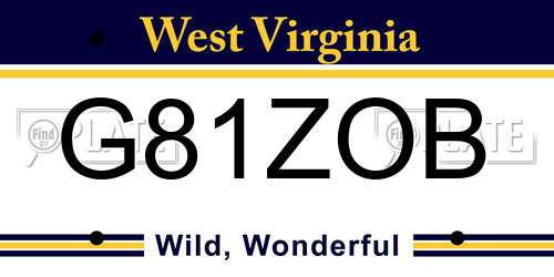 G81ZOB West Virginia License Plate