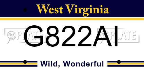 G822AI West Virginia License Plate