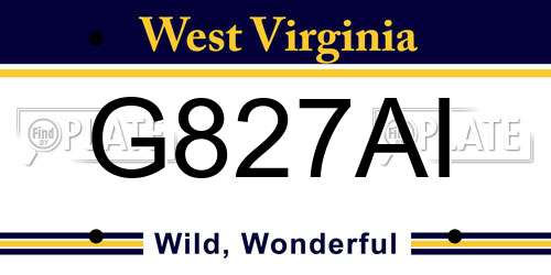 G827AI West Virginia License Plate