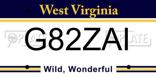 G82ZAI West Virginia License Plate