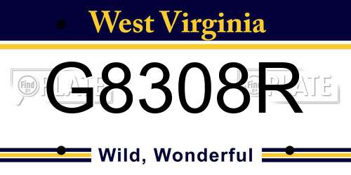 G8308R West Virginia License Plate