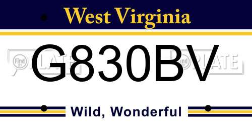 G830BV West Virginia License Plate