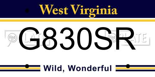 G830SR West Virginia License Plate