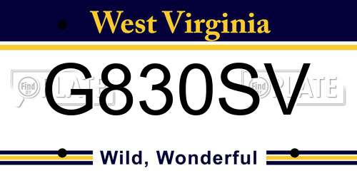 G830SV West Virginia License Plate