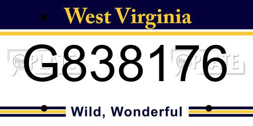 G838176 West Virginia License Plate