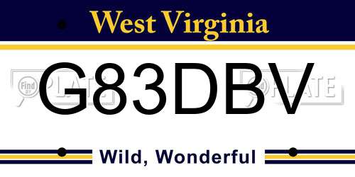 G83DBV West Virginia License Plate