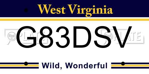 G83DSV West Virginia License Plate