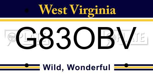 G83OBV West Virginia License Plate