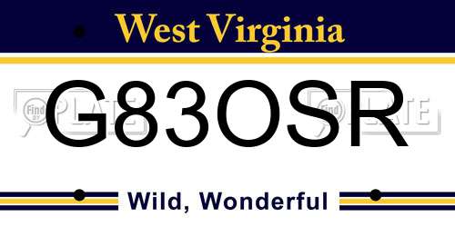 G83OSR West Virginia License Plate