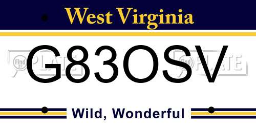 G83OSV West Virginia License Plate