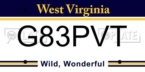 G83PVT West Virginia License Plate