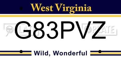G83PVZ West Virginia License Plate