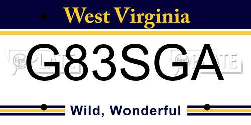 G83SGA West Virginia License Plate