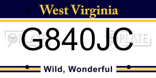 G840JC West Virginia License Plate