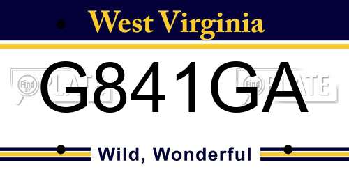 G841GA West Virginia License Plate