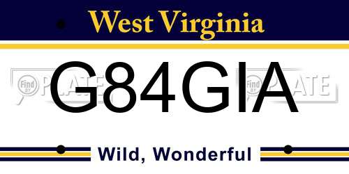G84GIA West Virginia License Plate