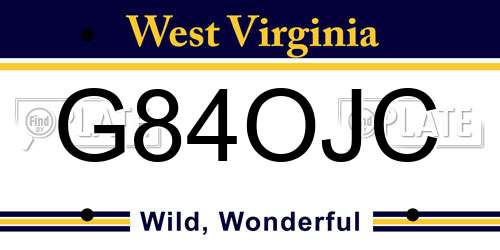 G84OJC West Virginia License Plate