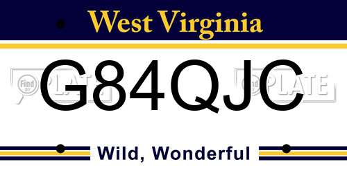 G84QJC West Virginia License Plate