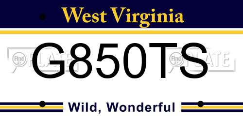 G850TS West Virginia License Plate