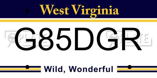 G85DGR West Virginia License Plate