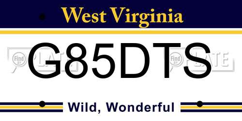 G85DTS West Virginia License Plate