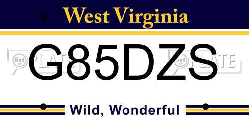 G85DZS West Virginia License Plate