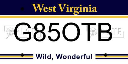 G85OTB West Virginia License Plate