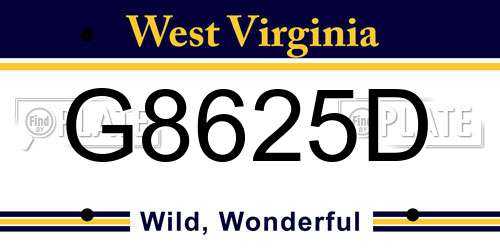 G8625D West Virginia License Plate