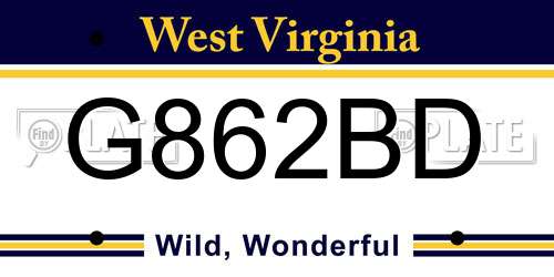 G862BD West Virginia License Plate