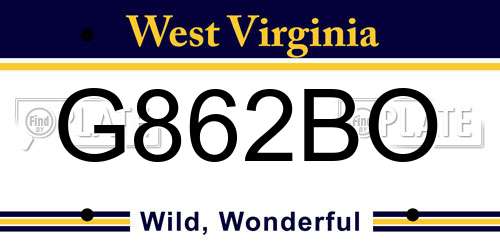 G862BO West Virginia License Plate
