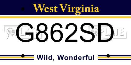G862SD West Virginia License Plate