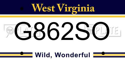 G862SO West Virginia License Plate