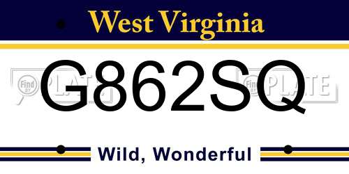 G862SQ West Virginia License Plate